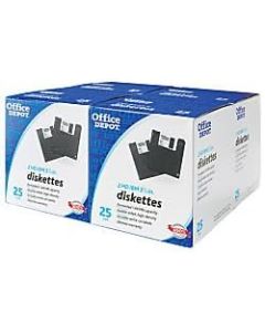 Office Depot 3.5in. Bulk Diskettes, IBM Format, DS/HD, Black, Box Of 100, 41208