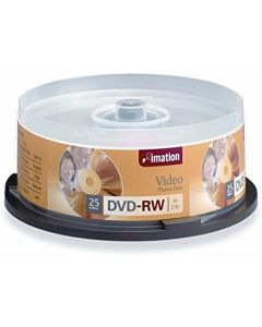 DVD-RW Discs, 4.7GB, 4x, Spindle, Silver, 25/Pack