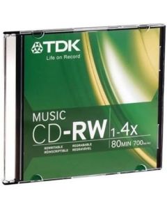 TDK 47912 CD-RW 80min Music 1X-4X Slim Jewelcase