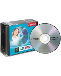 CD-RW Discs, 700MB/80min, 4X, w/Slim Jewel Cases, Silver, 10/Pack