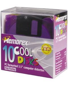 Memorex MF2HD 3.5" PC-Formatted High-Density Floppy Disks with File Box (Colors, 10-Pack) (Discontinued by Manufacturer)