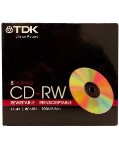 CD-Rw80 Min. 12x 5pack Rewritable Data Cd's