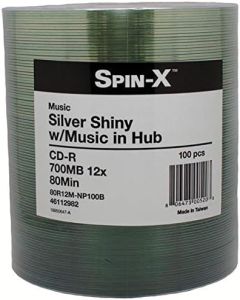 Spin-X 100 12X Digital Audio Music CD-R 80min 700MB Shiny Silver