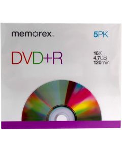 Memorex 16x  4.7GB 120min DVD+R Media 5pack