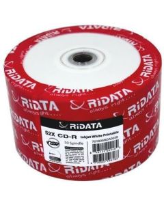 Ridata 700MB 52X CD-R Inkjet White Hub Printable 50 Packs Disc Model R80JS52-RD-IWN50
