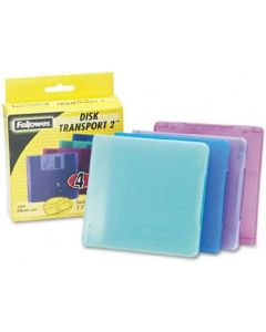 Transport 2 Disk Case, 2 - 3.5 Disks/Case, 4 Assorted Colors/Pack FEL28554