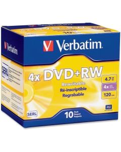 Verbatim DataLifePlus 94839 DVD Rewritable Media - DVD+RW - 4X - 4.70 GB - 10 Pack Slim Case - 2 Hour Maximum Recording Time