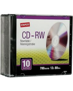 Staples Cd-Rw Rewritable with Slim Cd Slim Case 10 Pieces