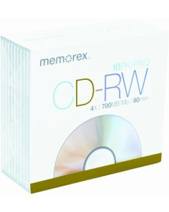 Memorex 700MB/80-Minute 4X CD-RW Media (10-Pack with Slim Jewel Cases)