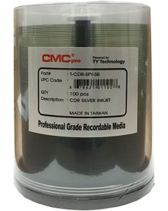 CMC Pro - Powered by TY Technology 80 Minute/700mb Silver Inkjet CDR in Cake Box - 100 Count