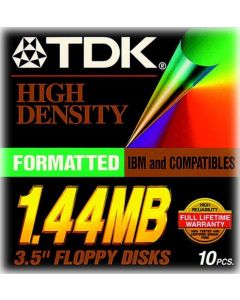 TDK 3.5In 1.44MB Pre-Fmt IBM Black Diskettes 10-Pack (Discontinued by Manufacturer)