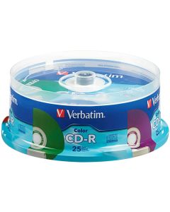 Verbatim CD-R Recordable Media Discs, Assorted Colors, Pack of 25 Discs
