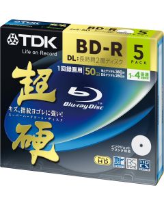TDK Blu-ray BD-R DL Disk | Super Hard Coating Surface 50GB Blueray 4x Speed 5 Pack