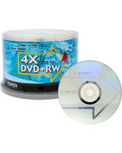 50 Pack Ridata DVD+RW 4X 4.7GB Silver Logo Rewritable DVD Plus RW Re-writable Blank Recordable Media Disc
