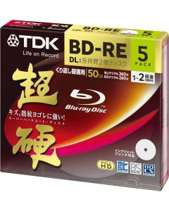 TDK 50GB 2X BD-RE DL Rewritable Printable Blu-ray Disc with Jewel Case (5-Pack)